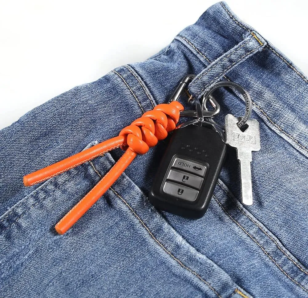 Leather Key Chain Car Universal Unisex Key Chain with Removable Triangle Open Key Ring