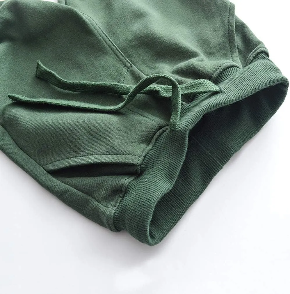 Little Boys Jogger Pants Toddler Boys' Drawstring Elastic Waist Cotton Casual Sweatpants 1PC/ 2 PCS Set