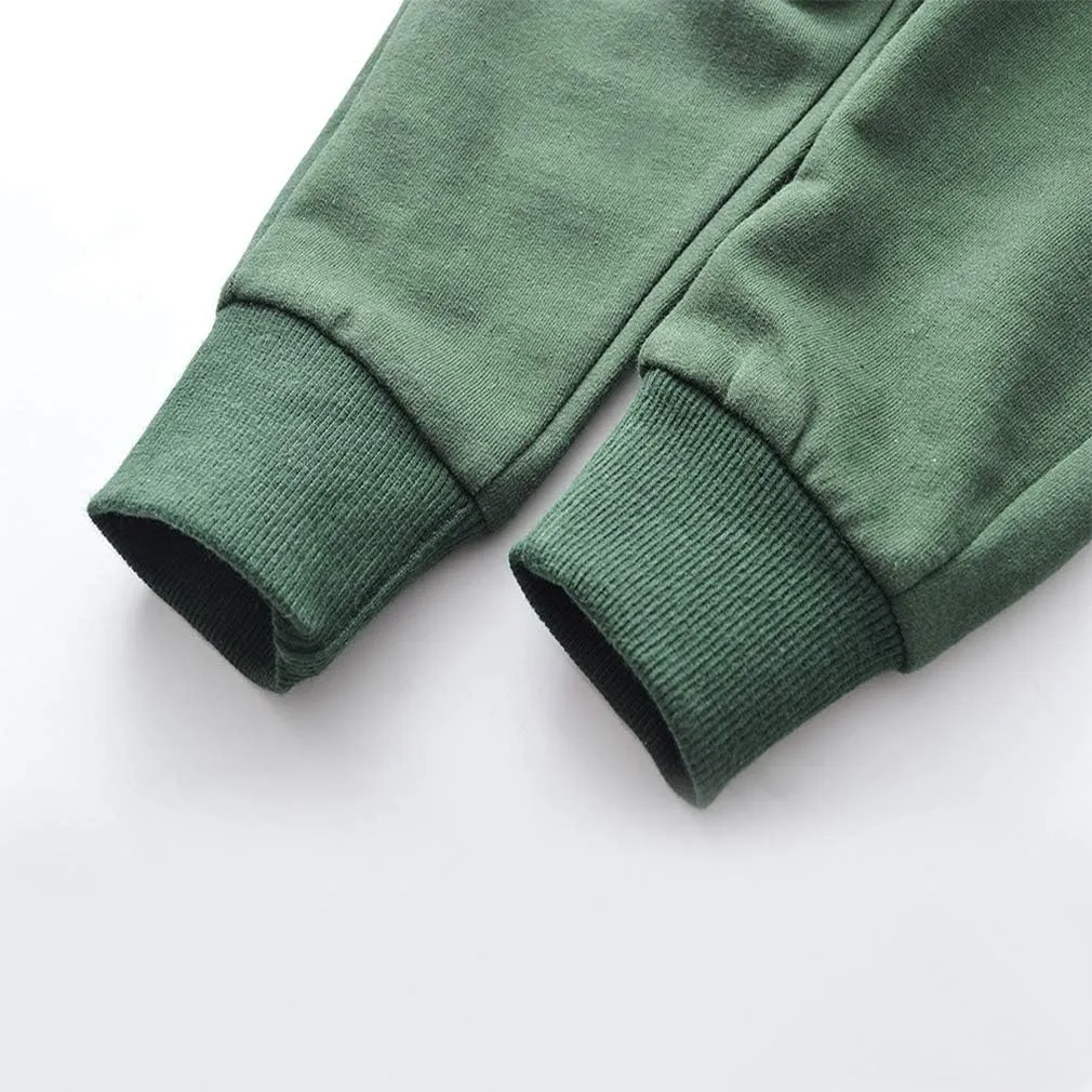 Little Boys Jogger Pants Toddler Boys' Drawstring Elastic Waist Cotton Casual Sweatpants 1PC/ 2 PCS Set