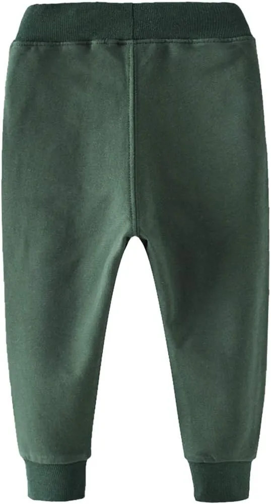 Little Boys Jogger Pants Toddler Boys' Drawstring Elastic Waist Cotton Casual Sweatpants 1PC/ 2 PCS Set