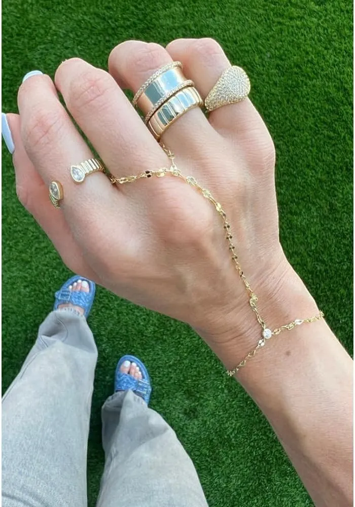 Long tiantian Hand Chain Bracelet Gold Bracelets for Women Link Chain Bracelets Trendy Finger Ring Slave Bracelet Jewelry Gifts