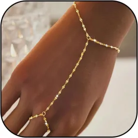 Long tiantian Hand Chain Bracelet Gold Bracelets for Women Link Chain Bracelets Trendy Finger Ring Slave Bracelet Jewelry Gifts