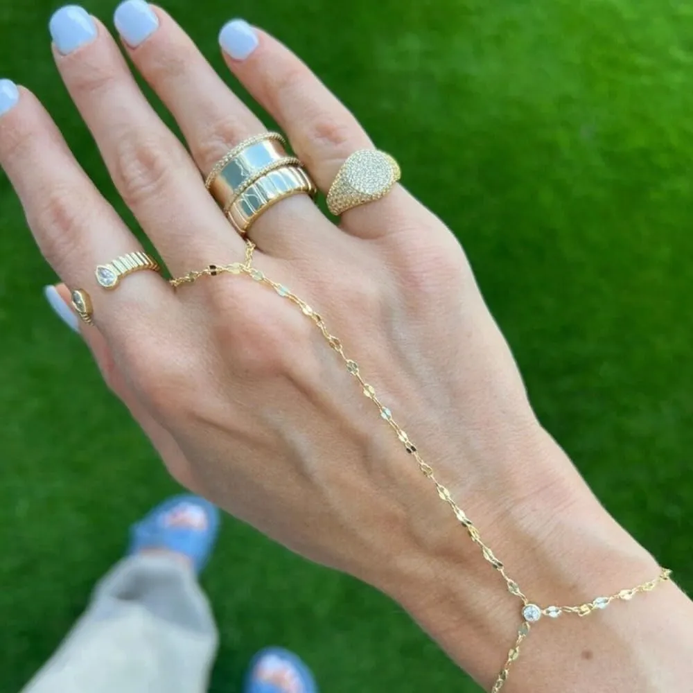 Long tiantian Hand Chain Bracelet Gold Bracelets for Women Link Chain Bracelets Trendy Finger Ring Slave Bracelet Jewelry Gifts