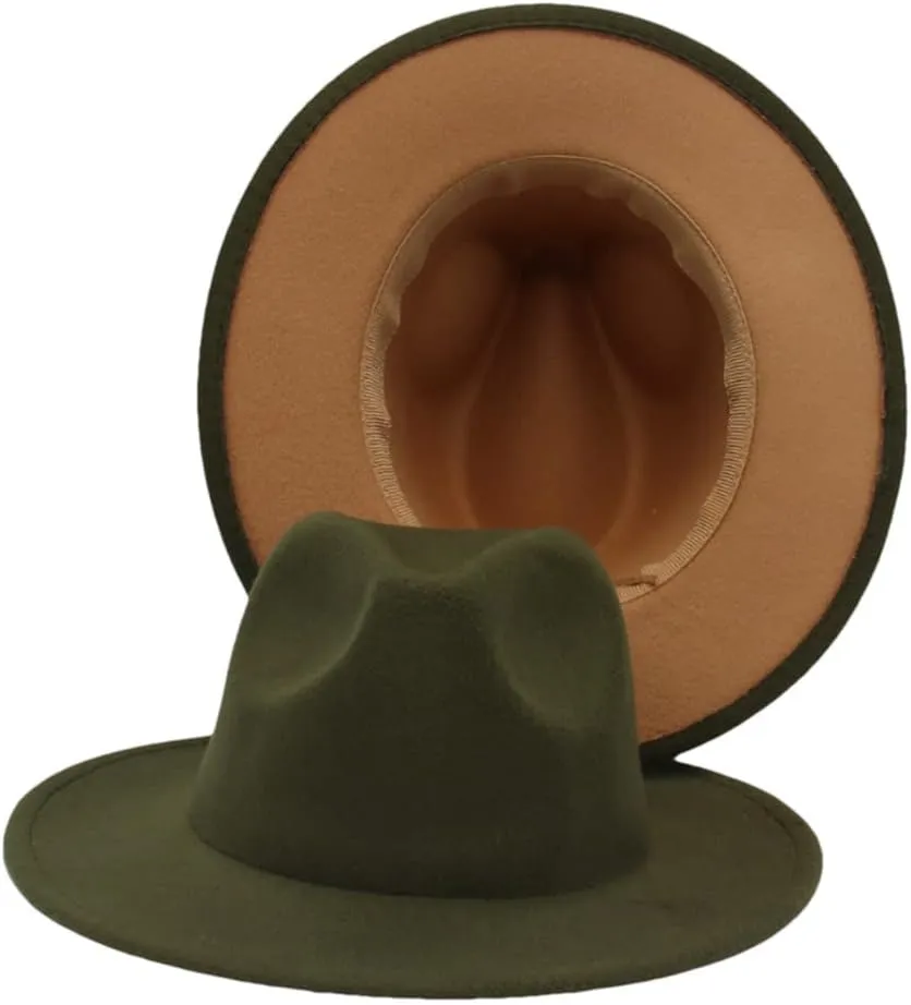 Men Fedoras Unisex Patchwork Fedora Hat Women's Wide Brim Jazz Top Hat Autumn Winter Panama Hat Cap