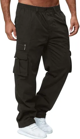 Men's Casual Cargo Sweatpants Waist Drawstring Joggers Hiking Tactical Pants for Men with Pockets Work Outdoor