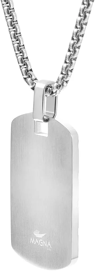 Men's Stainless Steel Feather Design Dog Tag Pendant Necklace