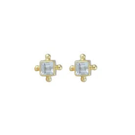 Mini Gia 14K Gold Vermeil Blue Topaz Studs