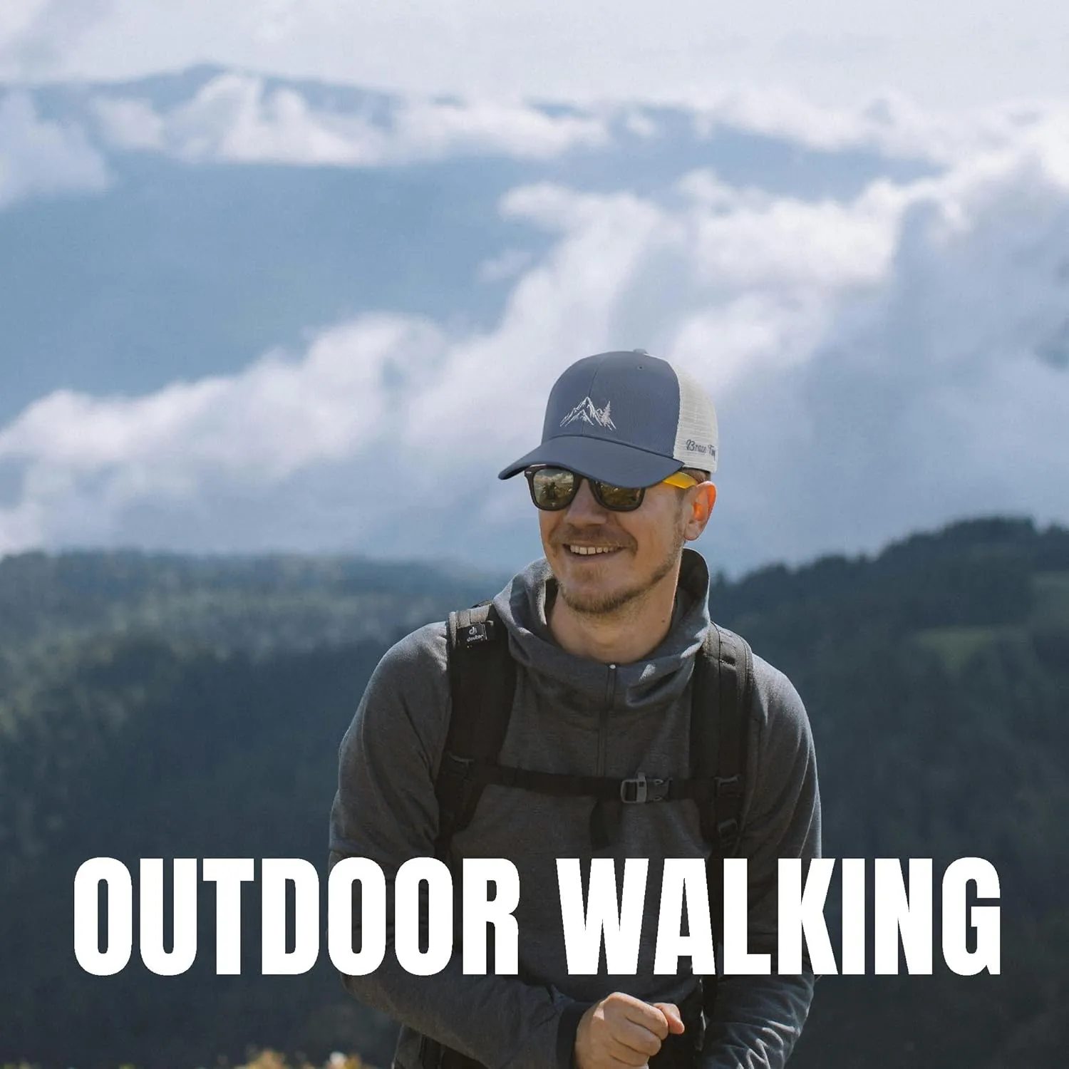 Mountain Trucker Hat for Men Women, Outdoor Gifts Cap for Summer Winter