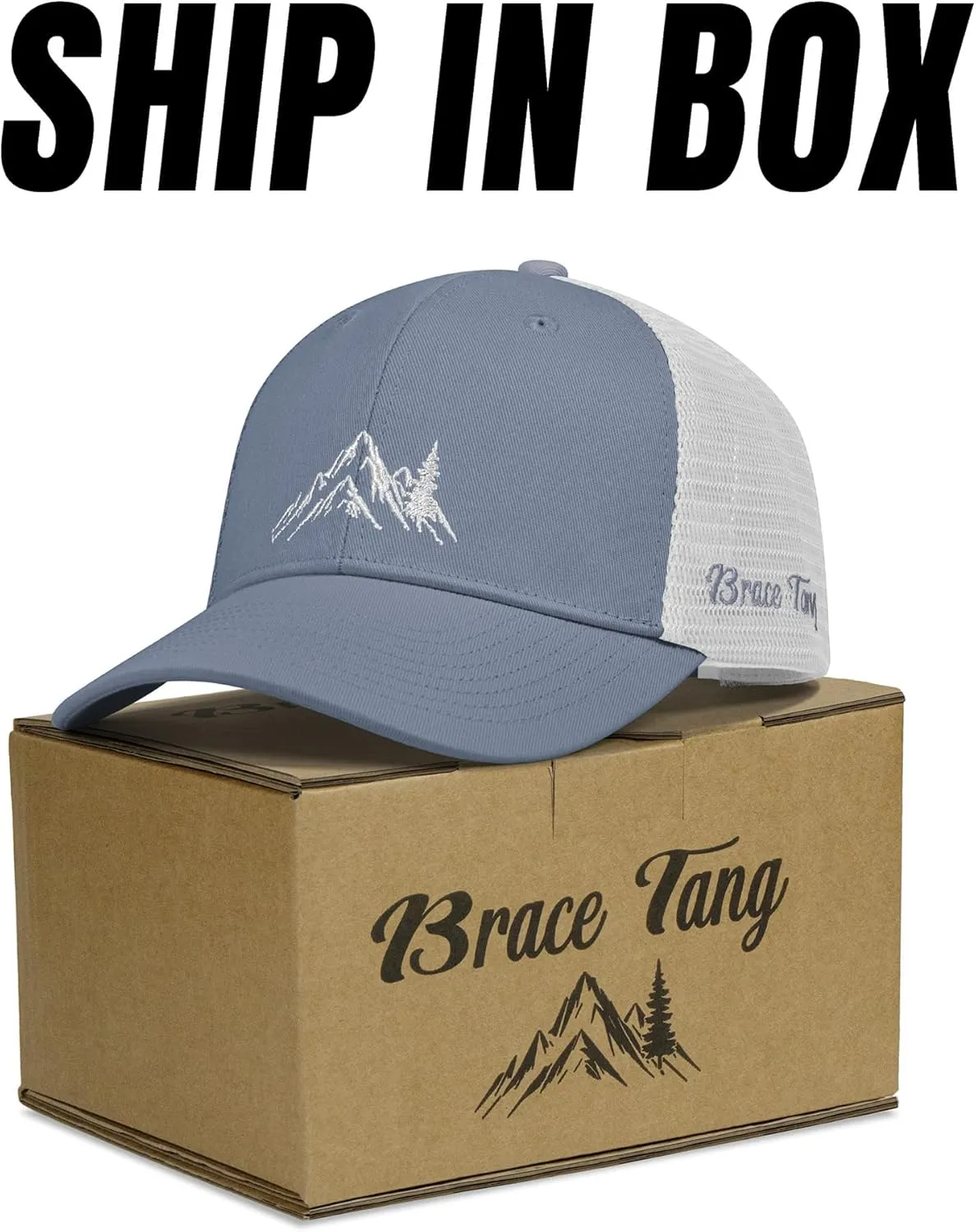 Mountain Trucker Hat for Men Women, Outdoor Gifts Cap for Summer Winter