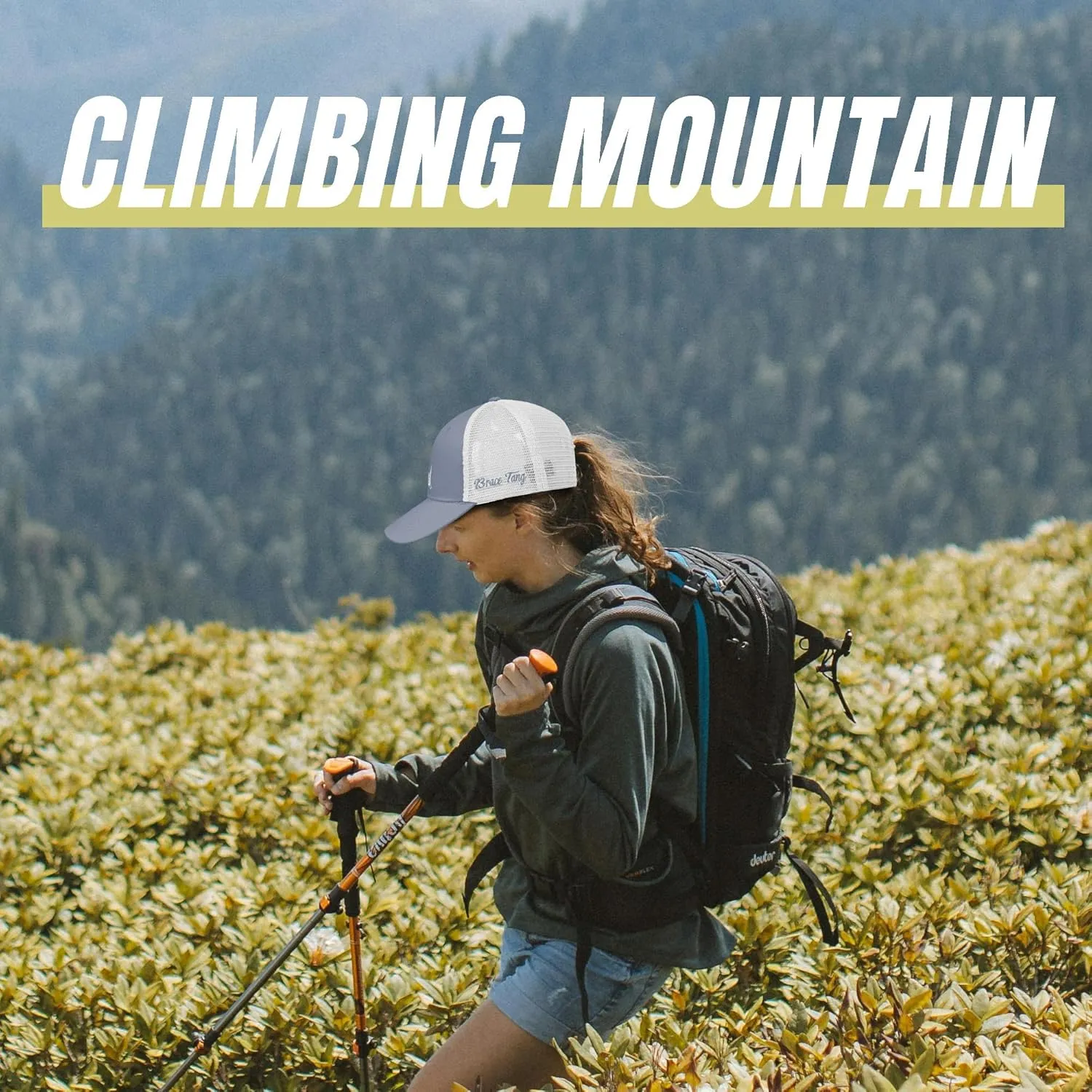 Mountain Trucker Hat for Men Women, Outdoor Gifts Cap for Summer Winter