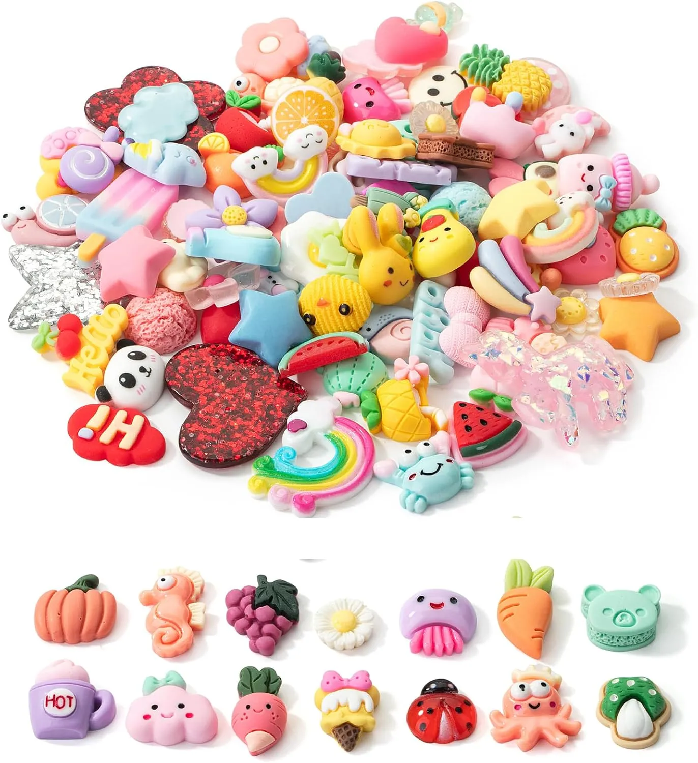 Mr. Pen- Slime Charms, 100pcs, Resin Charms, Charms for Slime, Cute Charms, Flatback Resin Charms, Fake Candy Charms