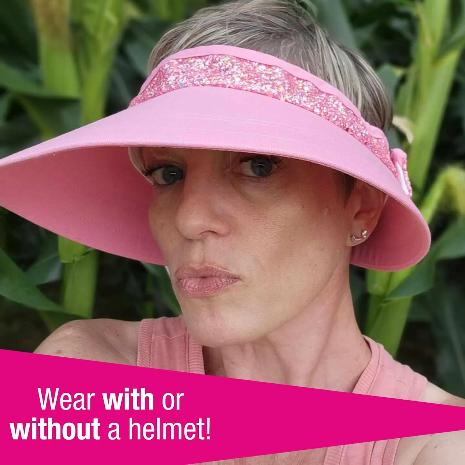 Original 4.5 Glitz Sun Visor | Helmet Sun Visor with Gripper | One Size Fits All | Mens and Womens Visor Hat