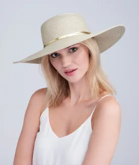 Pale Gold Woven Straw Summer Fedora with UPF 50 Sun Protection