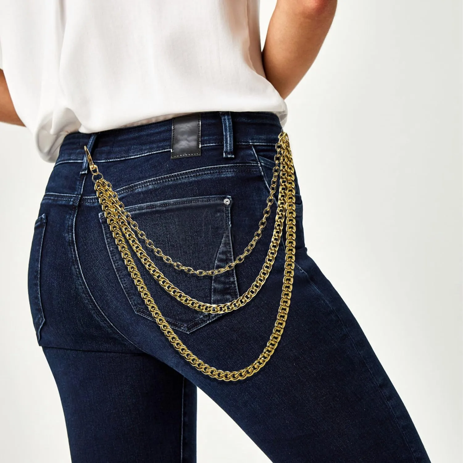Pants Chain Wallet Chain Jeans Chain,1 Pack Belt Chain Wallet Chain Pocket Chain for Hip Hop Punk Jeans Chain Key Chain Goth Accessories for Eboy Egirl Men Women Streetwear Urban Fashion