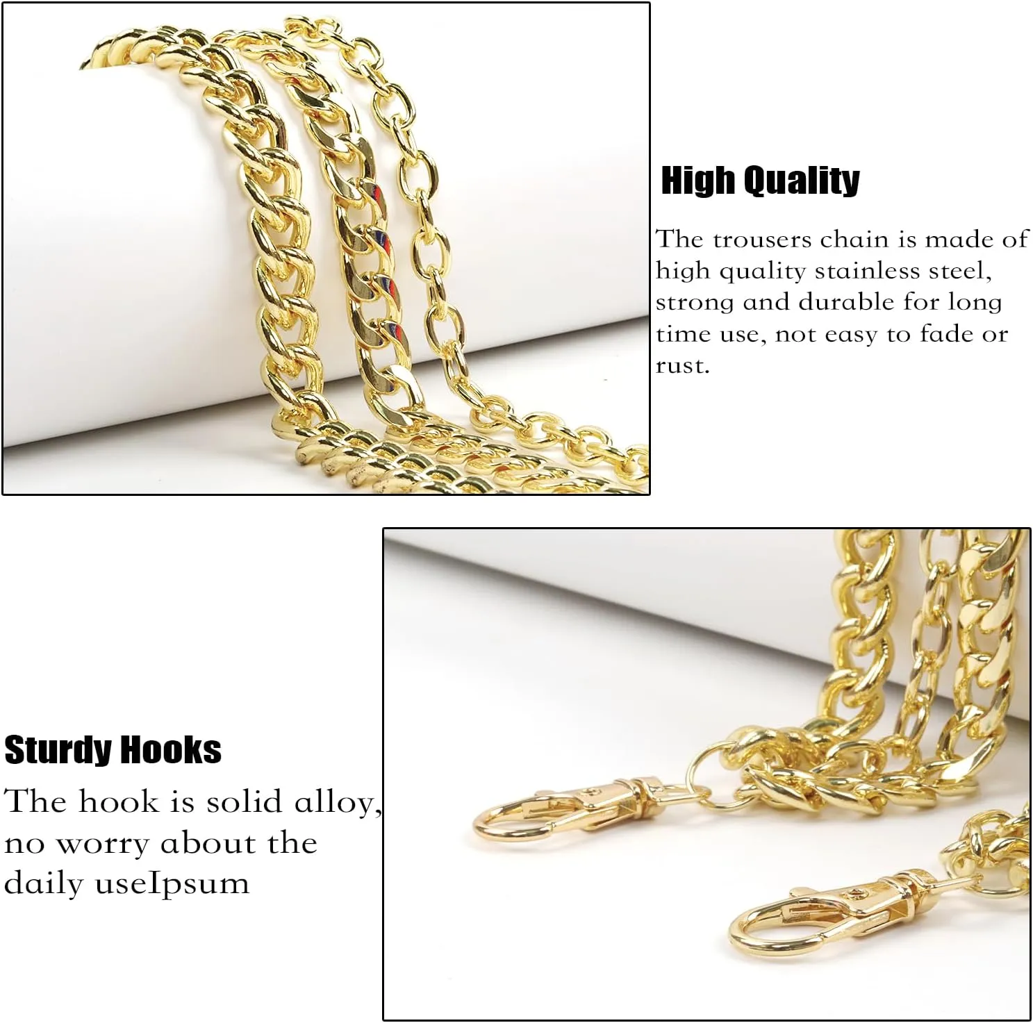 Pants Chain Wallet Chain Jeans Chain,1 Pack Belt Chain Wallet Chain Pocket Chain for Hip Hop Punk Jeans Chain Key Chain Goth Accessories for Eboy Egirl Men Women Streetwear Urban Fashion