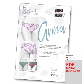 PDF "Anna" Hipster Panty Sewing Pattern, Sizes XS-L