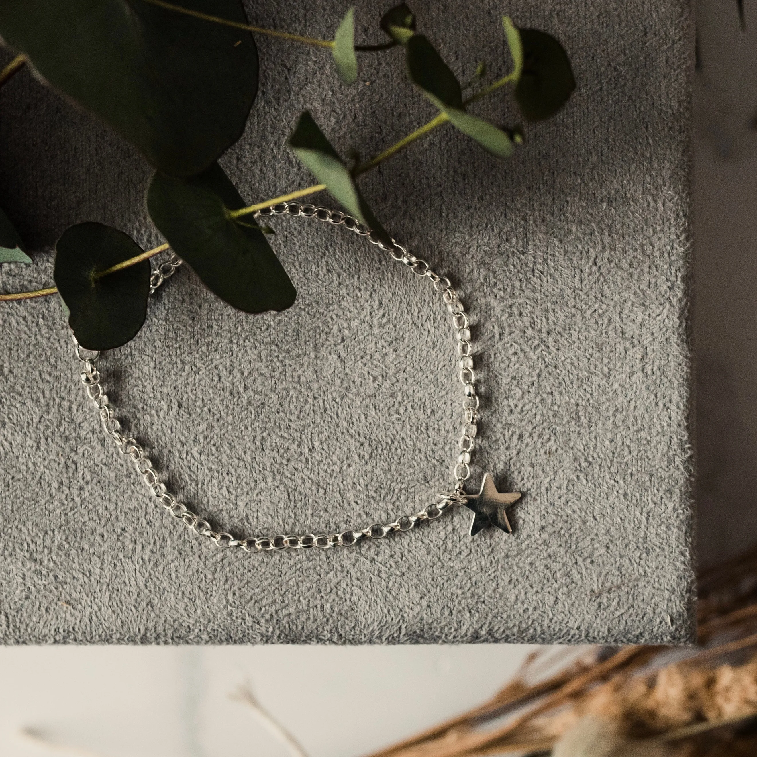Personalised Silver Star and Birthstone Charm Bracelet