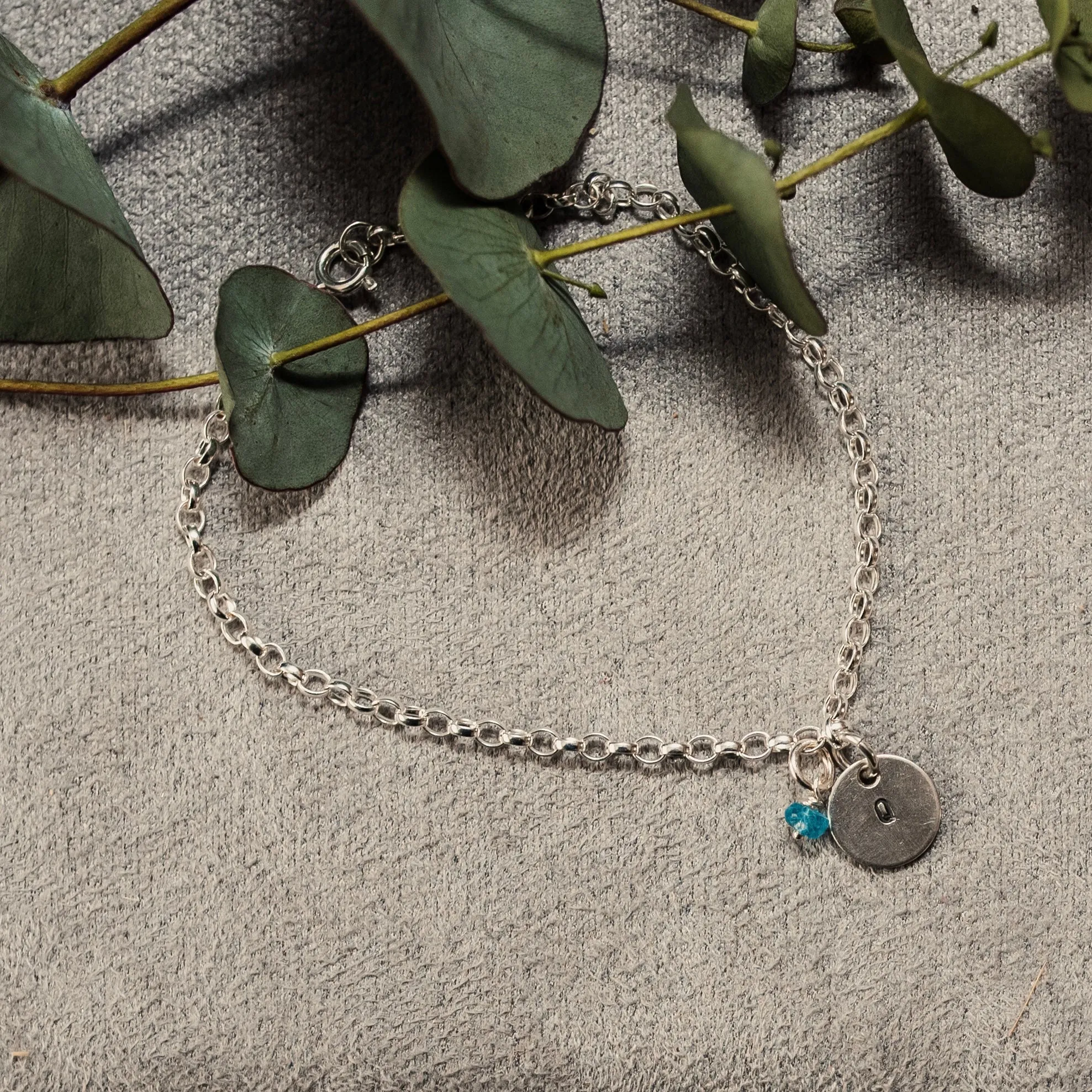 Personalised Silver Star and Birthstone Charm Bracelet
