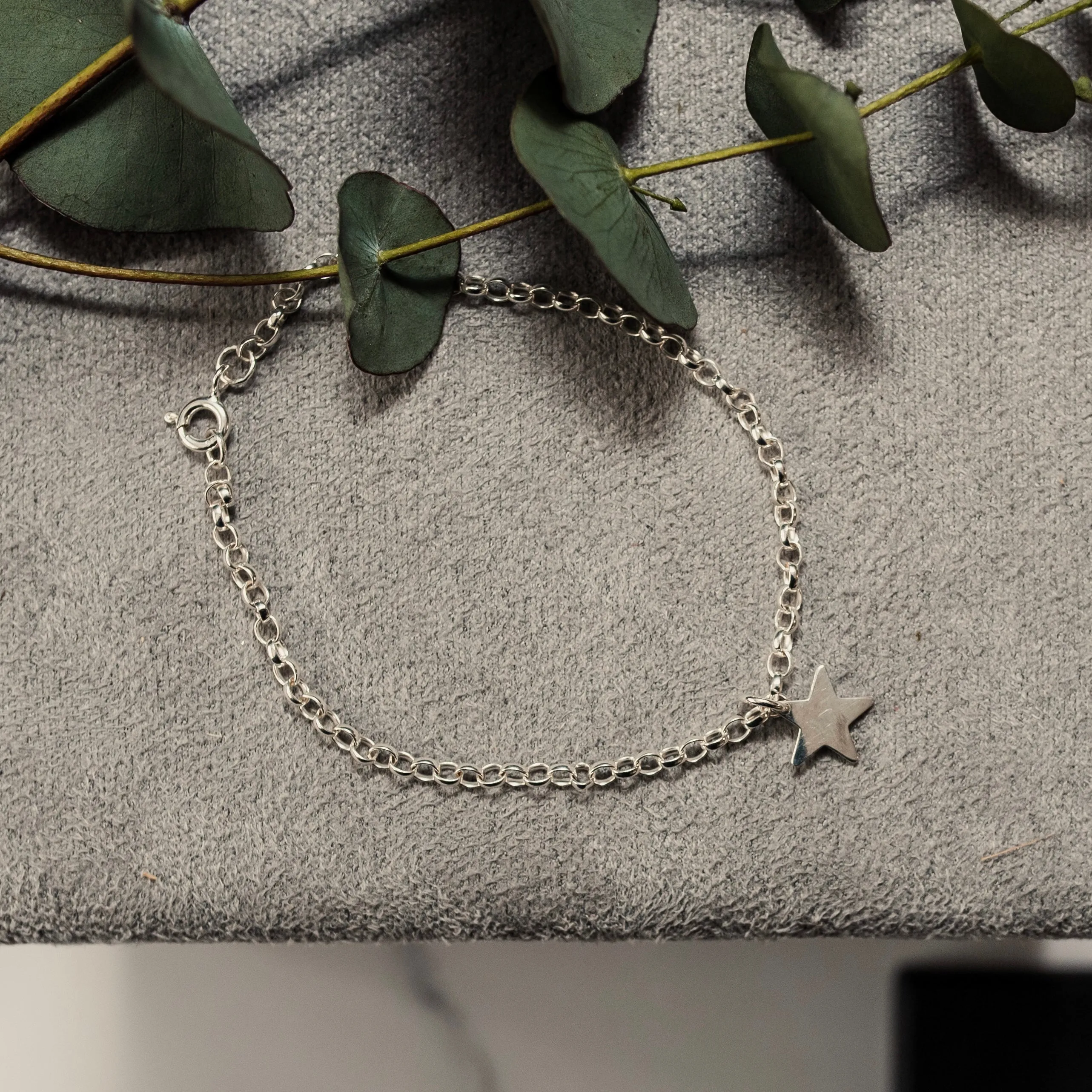 Personalised Silver Star and Birthstone Charm Bracelet