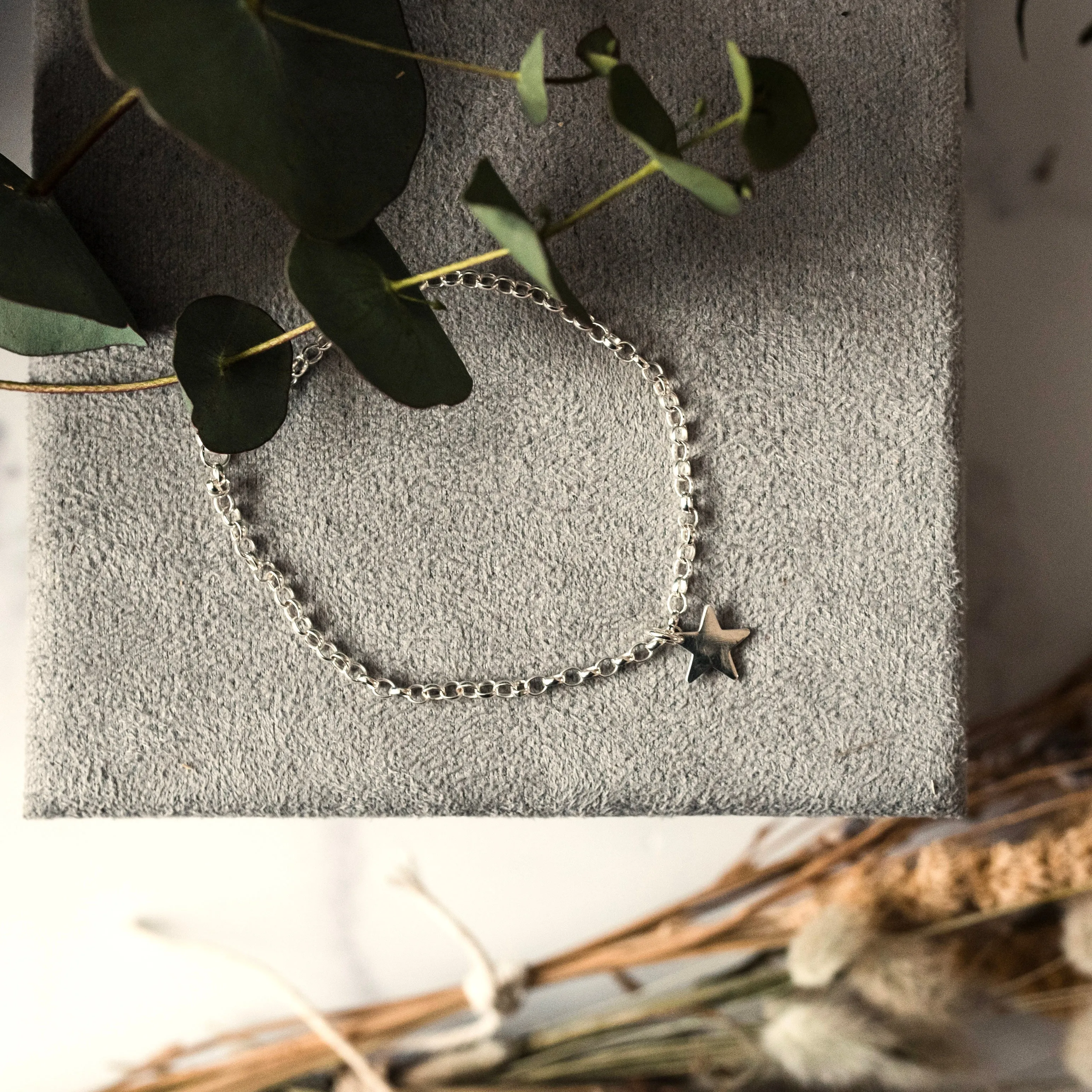 Personalised Silver Star and Birthstone Charm Bracelet