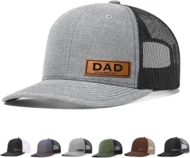 Personalized Dad Hats for Fathers Day, Dad Gifts Mens Baseball Cap, Snapback Hats for Men, Leather Patch Trucker Hat