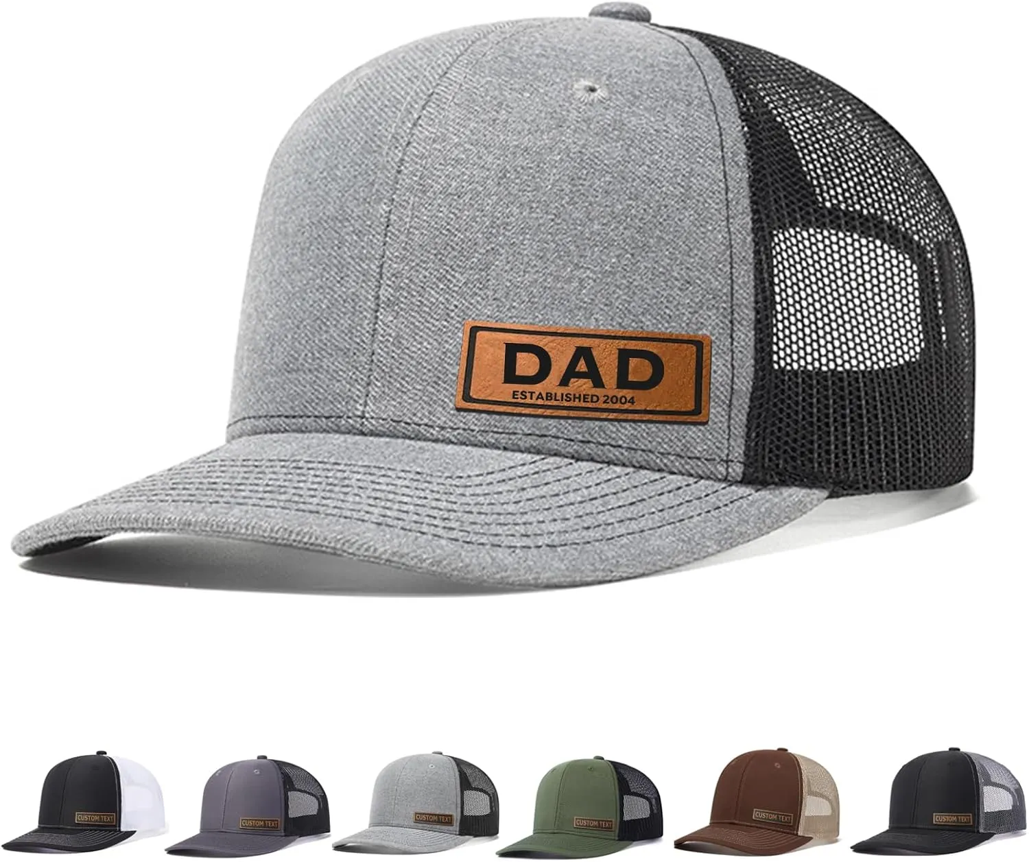 Personalized Dad Hats for Fathers Day, Dad Gifts Mens Baseball Cap, Snapback Hats for Men, Leather Patch Trucker Hat