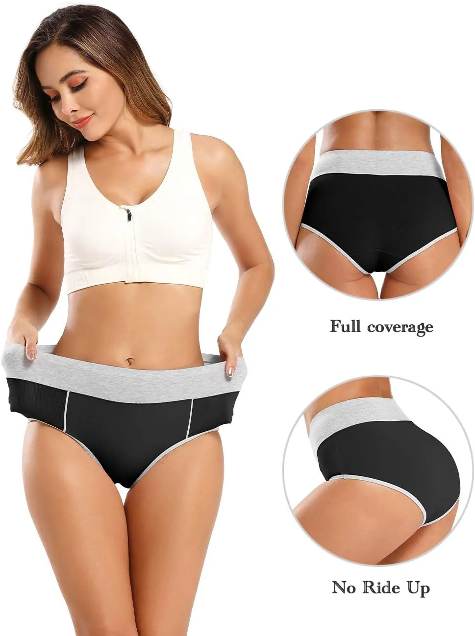 POKARLA Womens Cotton Underwear High Waist Full Coverage Briefs Soft Breathable Postpartum Panties Stretch Underpants