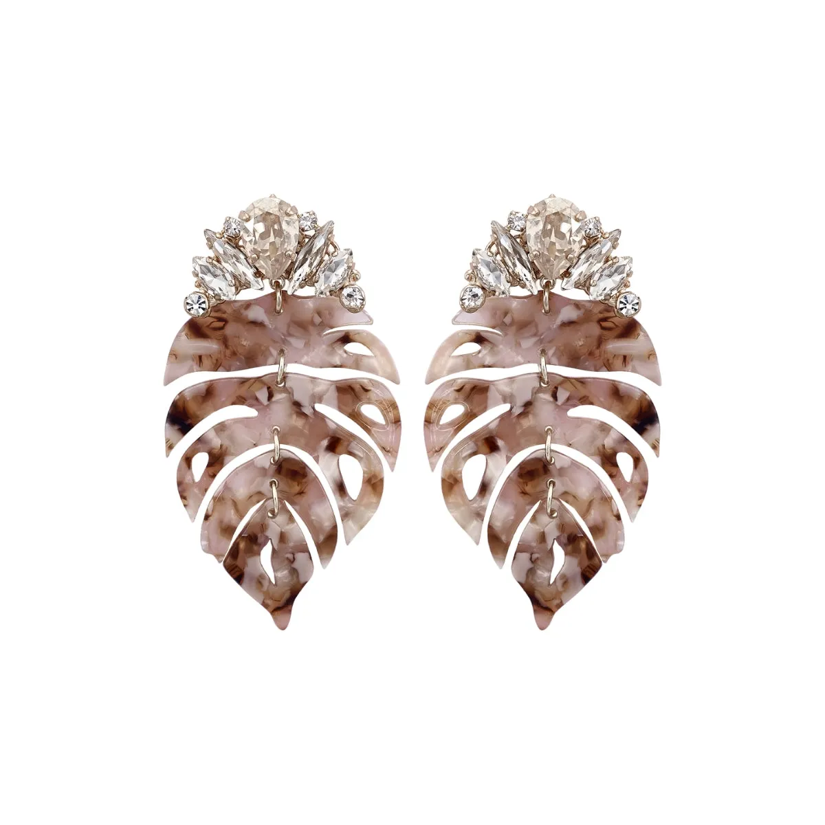 Rose Palm Leaf Drop Earrings
