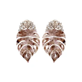 Rose Palm Leaf Drop Earrings