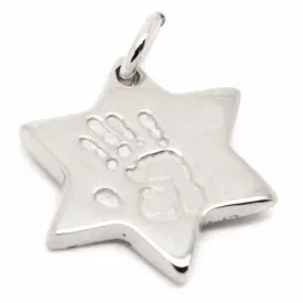 Silver Handprint Star Charm