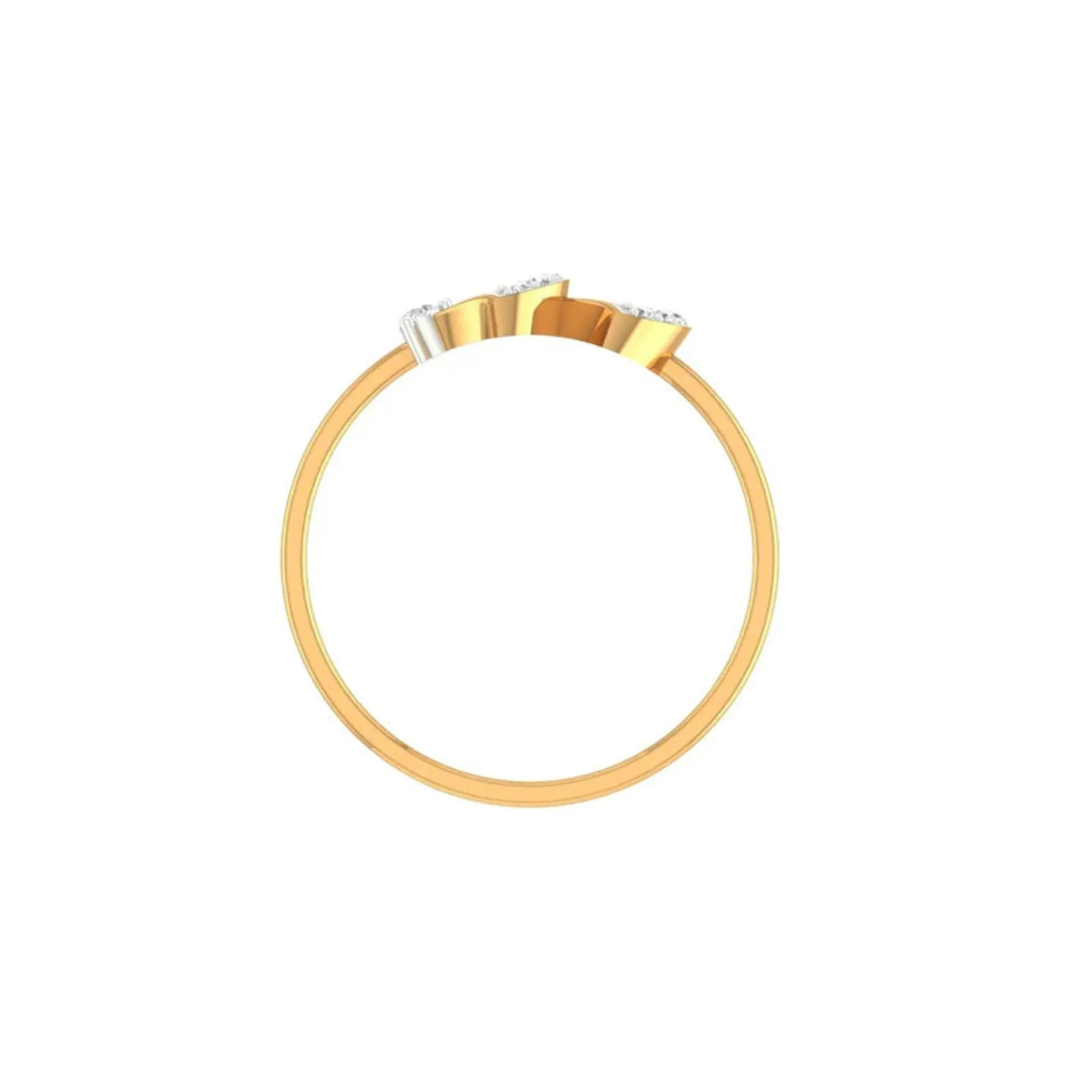 Silver Yellow Gold Adjustable Dual Crescent Open-Ended Diamond Ring for Women