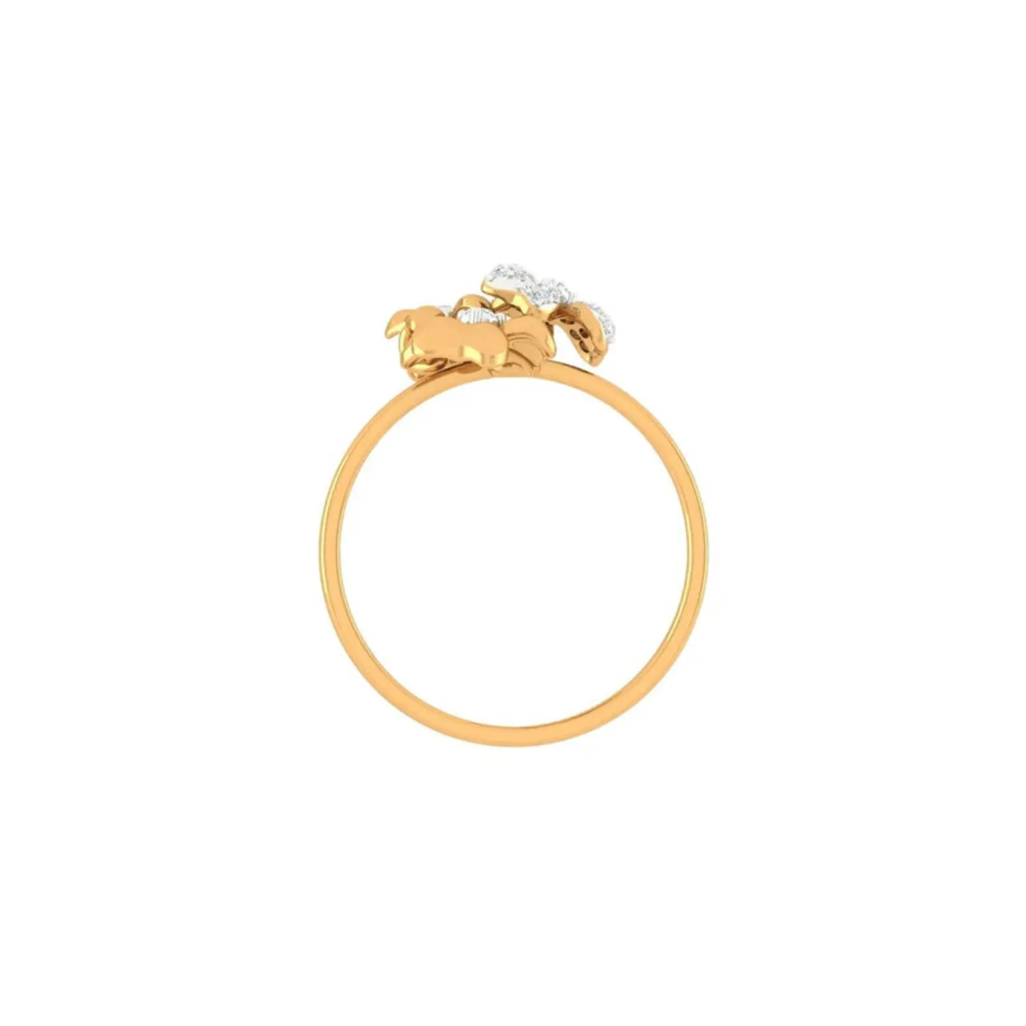 Silver Yellow Gold Adjustable Triple Flower Multi-Stone Diamond Sparkle Ring for Women