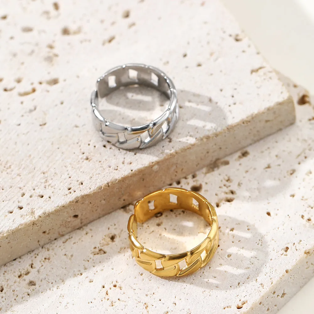 Simple Style Geometric Stainless Steel Plating Open Ring