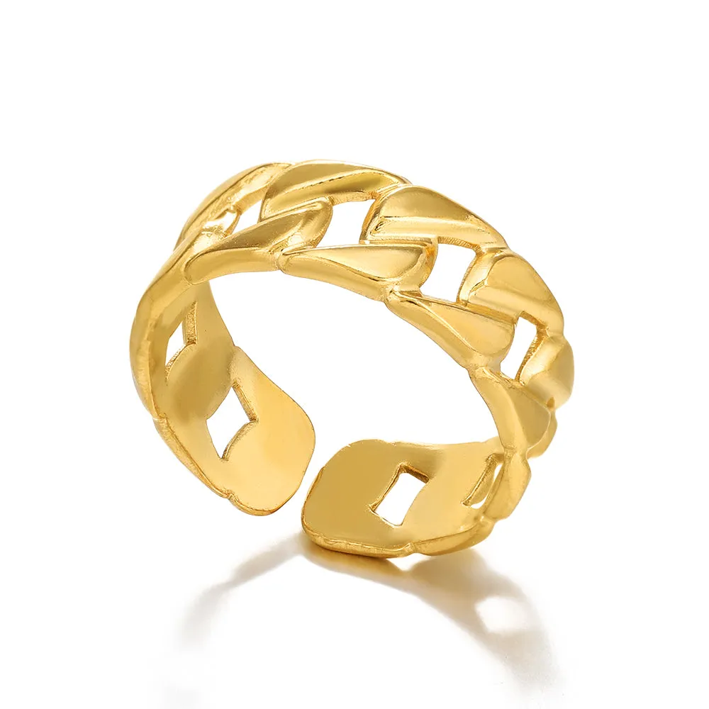 Simple Style Geometric Stainless Steel Plating Open Ring