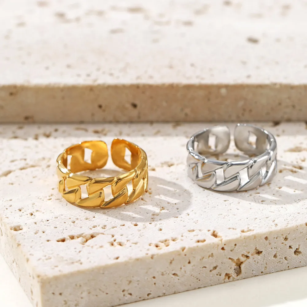 Simple Style Geometric Stainless Steel Plating Open Ring