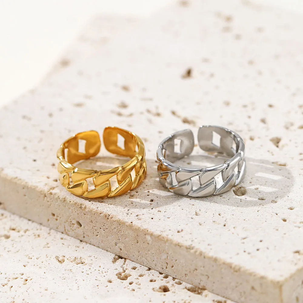 Simple Style Geometric Stainless Steel Plating Open Ring