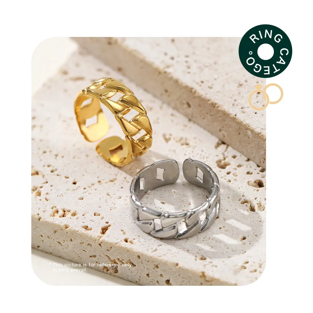 Simple Style Geometric Stainless Steel Plating Open Ring