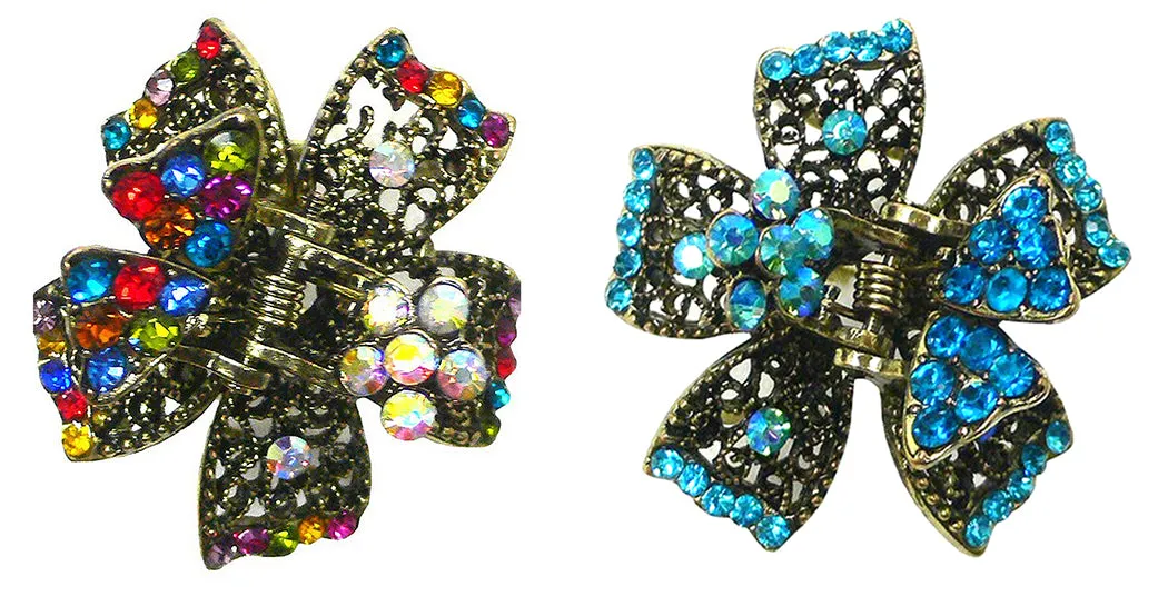 Small Round Metal Jaw Clip Claw Clip Antique Gold Trim LPW86440-1