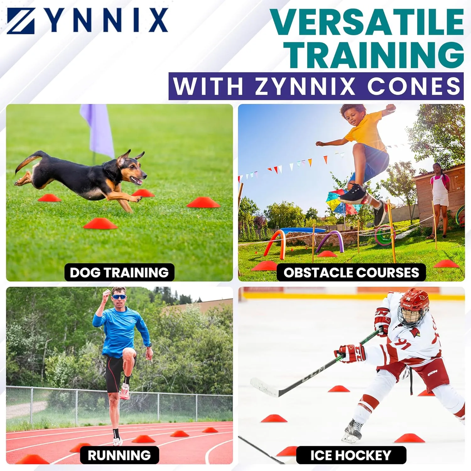 Soccer Cones (Set 40, 50) with Mesh Bag & Strap, Flexible Sports Cones for Soccer, Basketball, Football Training Equipment, Agility Training for Indoor & Outdoor Games
