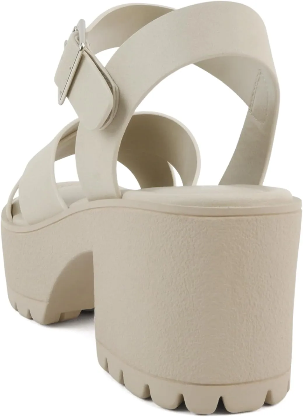 Soda Joey ~ Women Open Toe Criss Cross Strap Mid Heel Sandal with Adjustable Ankle Strap