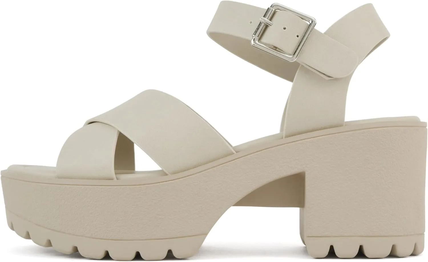 Soda Joey ~ Women Open Toe Criss Cross Strap Mid Heel Sandal with Adjustable Ankle Strap