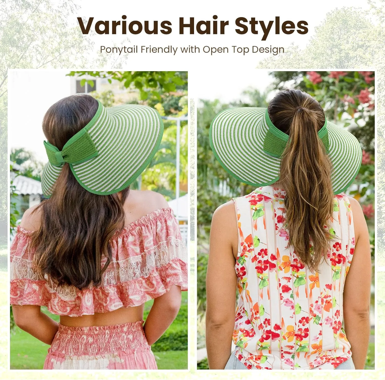 Sun Visors for Women Wide Brim Straw Hat Women Beach Visor Hats for Women Uv Protection Foldable Sun Hat Women Beach Hat