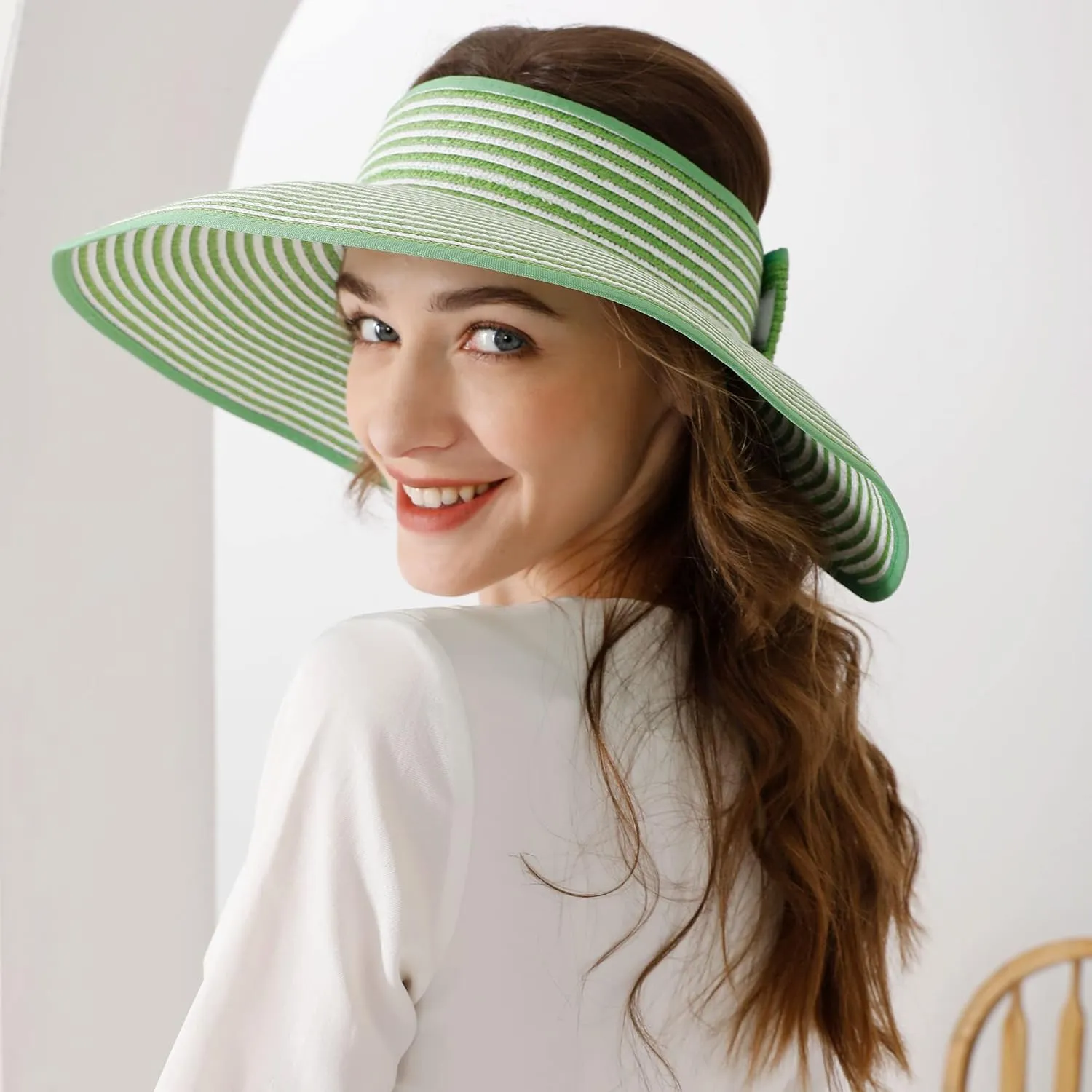 Sun Visors for Women Wide Brim Straw Hat Women Beach Visor Hats for Women Uv Protection Foldable Sun Hat Women Beach Hat