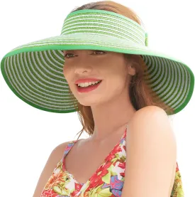 Sun Visors for Women Wide Brim Straw Hat Women Beach Visor Hats for Women Uv Protection Foldable Sun Hat Women Beach Hat