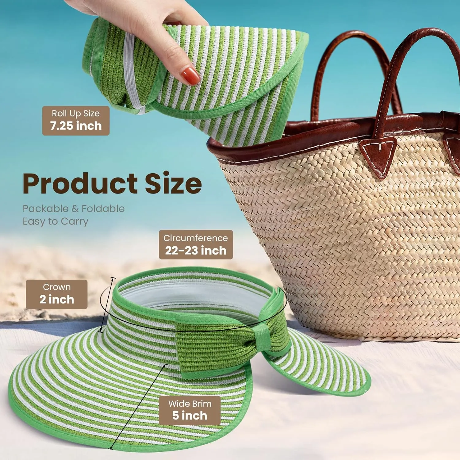 Sun Visors for Women Wide Brim Straw Hat Women Beach Visor Hats for Women Uv Protection Foldable Sun Hat Women Beach Hat