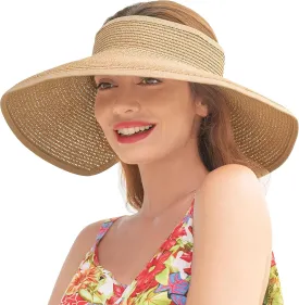 Sun Visors for Women Wide Brim Straw Hat Women Beach Visor Hats for Women Uv Protection Foldable Sun Hat Women Beach Hat