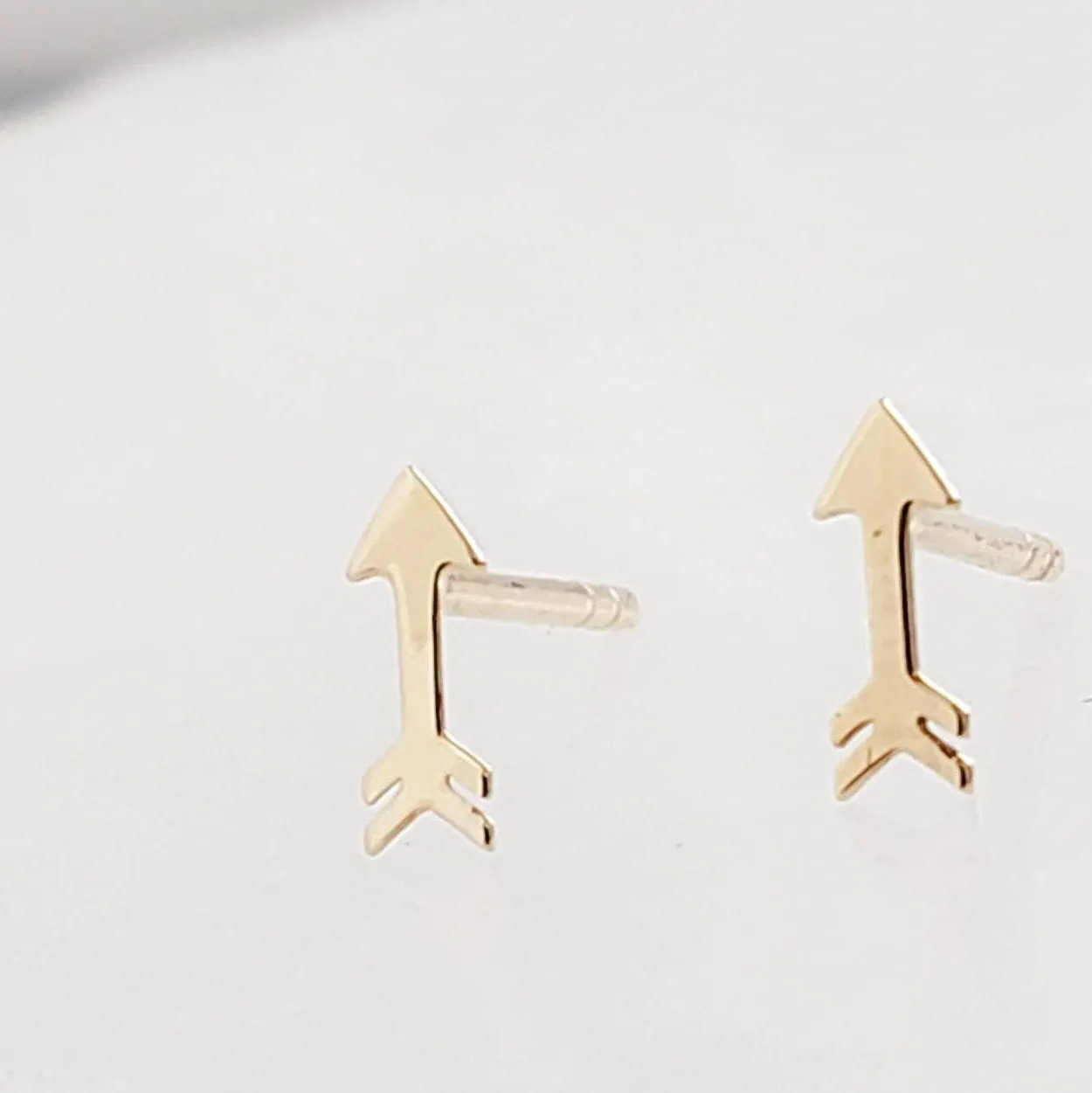 Super Tiny 14 Karat Gold Arrow Studs