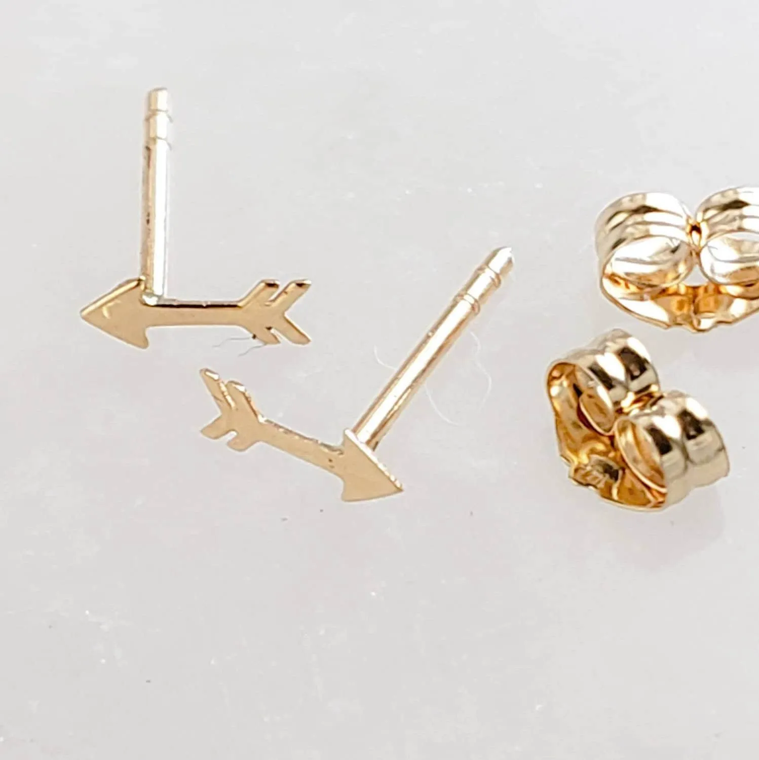 Super Tiny 14 Karat Gold Arrow Studs