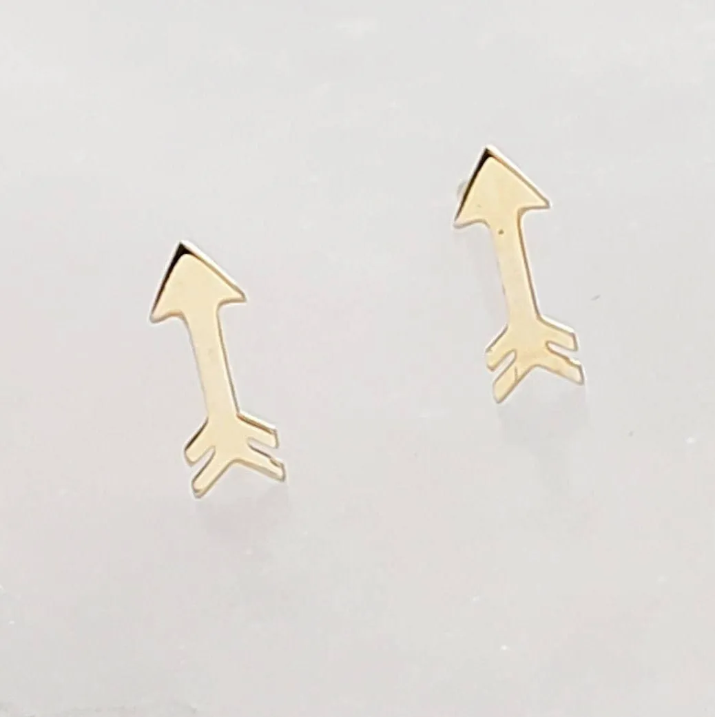 Super Tiny 14 Karat Gold Arrow Studs