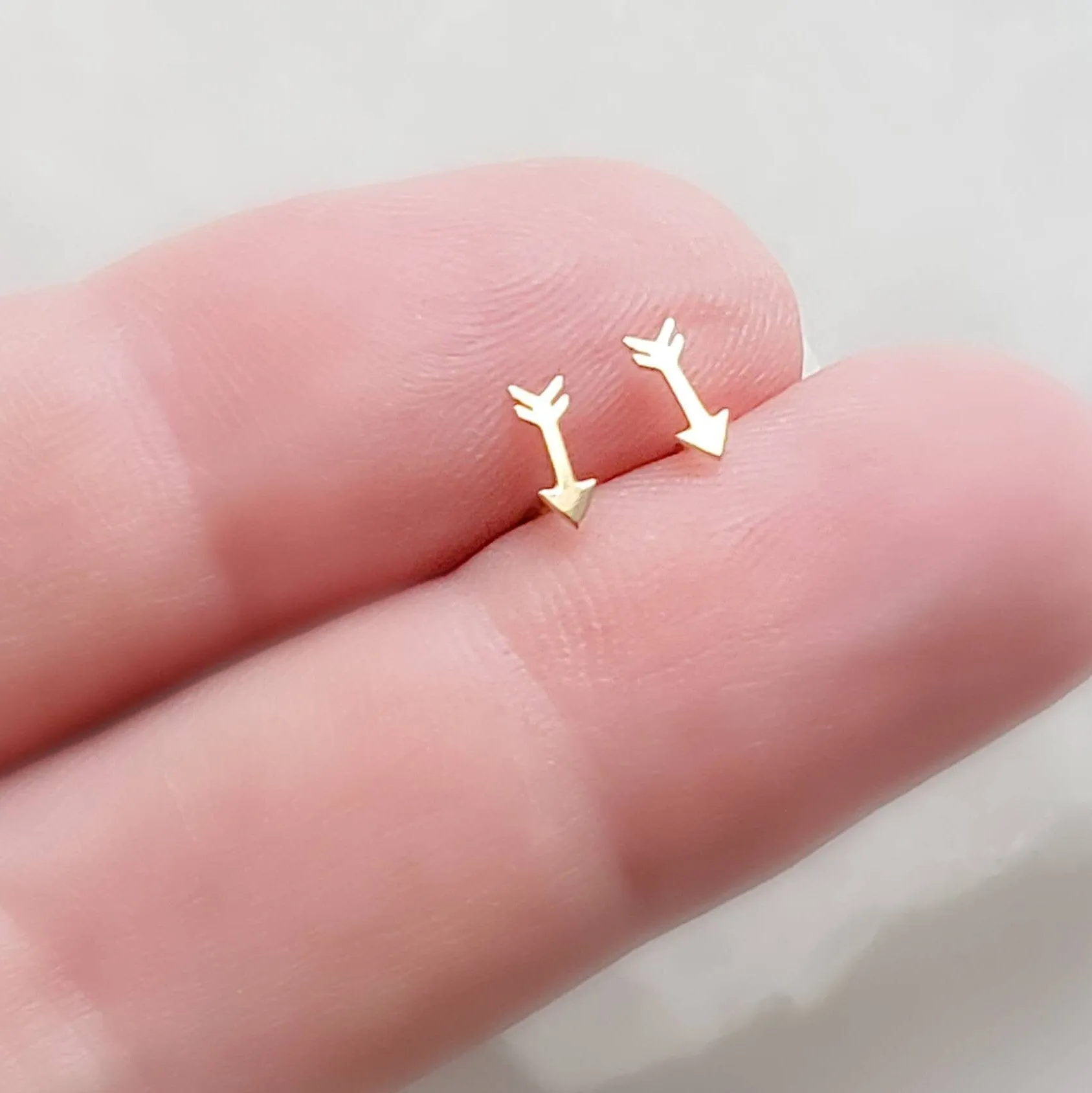 Super Tiny 14 Karat Gold Arrow Studs